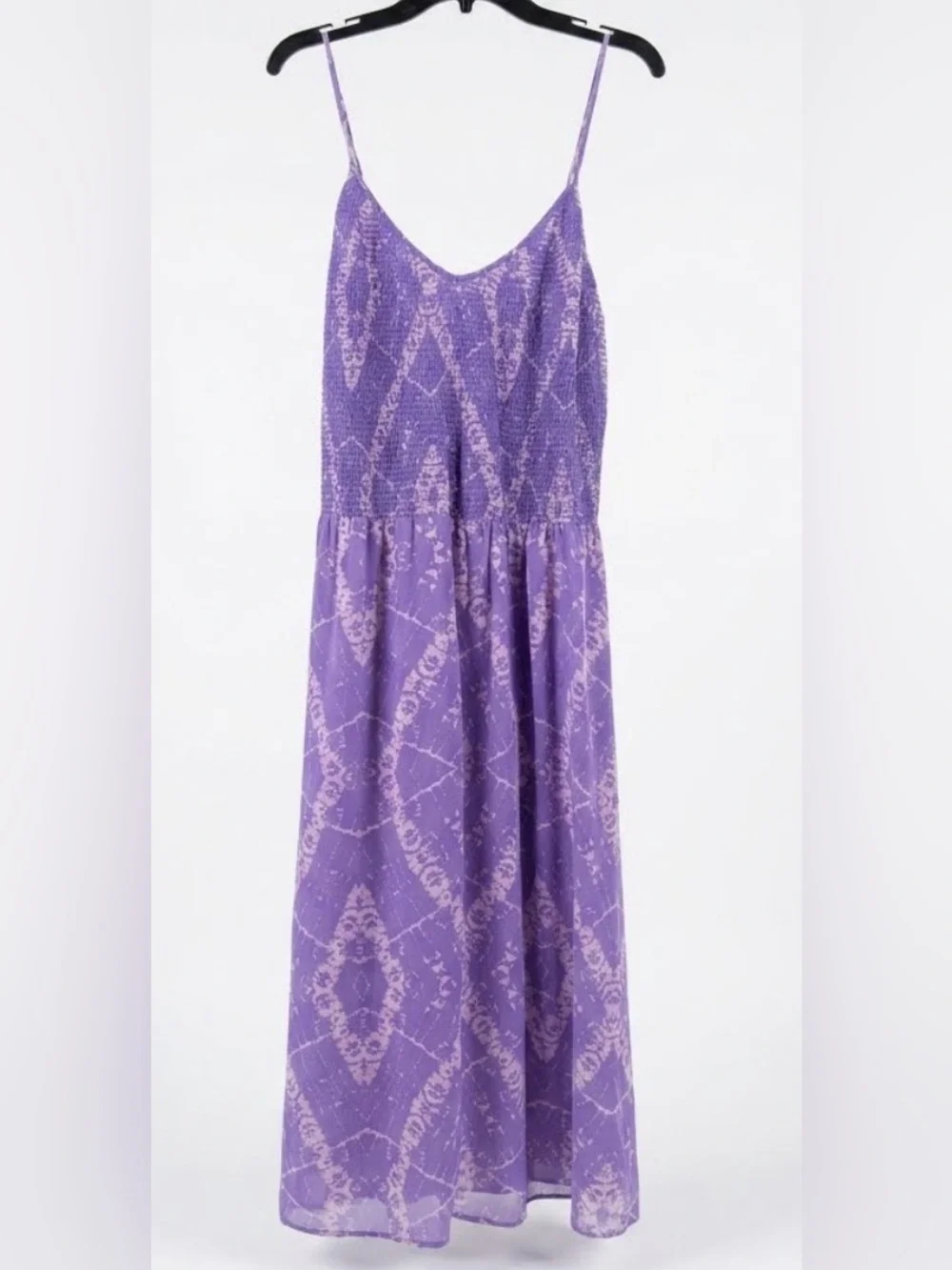 NWOT Rebecca Taylor Purple Tie Dye Smocked Silk Maxi Dress Size 8 Medium